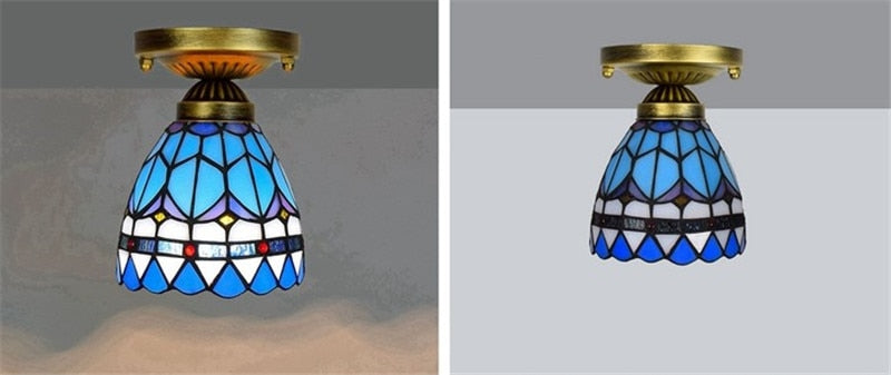 DMAI Colorful Stianed Glass Ceiling Light Vintage Retro Mediterranean