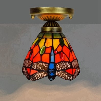 DMAI Colorful Stianed Glass Ceiling Light Vintage Retro Mediterranean