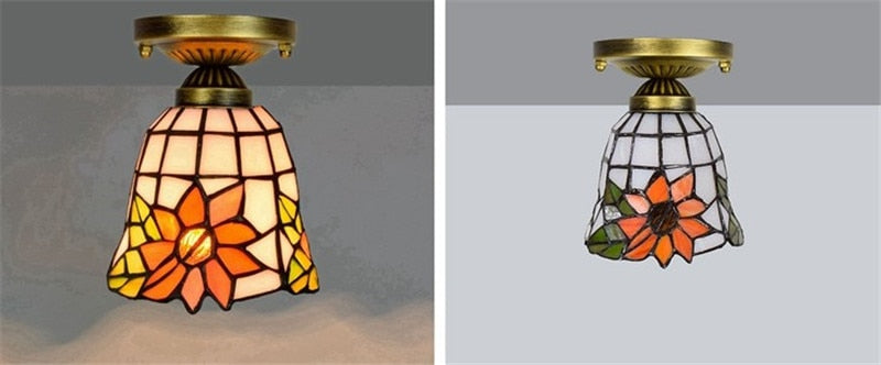 DMAI Colorful Stianed Glass Ceiling Light Vintage Retro Mediterranean