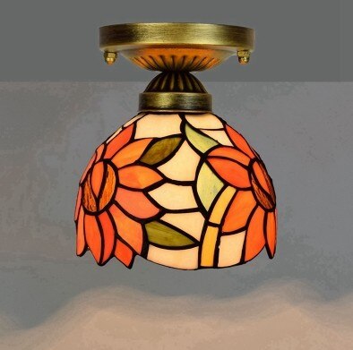 DMAI Colorful Stianed Glass Ceiling Light Vintage Retro Mediterranean