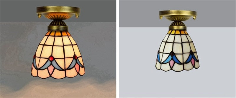 DMAI Colorful Stianed Glass Ceiling Light Vintage Retro Mediterranean