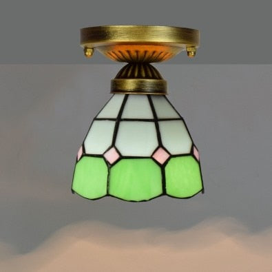 DMAI Colorful Stianed Glass Ceiling Light Vintage Retro Mediterranean