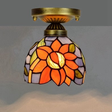 DMAI Colorful Stianed Glass Ceiling Light Vintage Retro Mediterranean