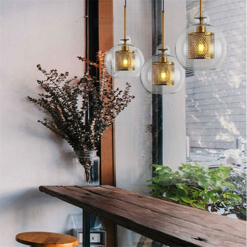 Henn - Loft lass Ball Kitchen Hanging Lamps