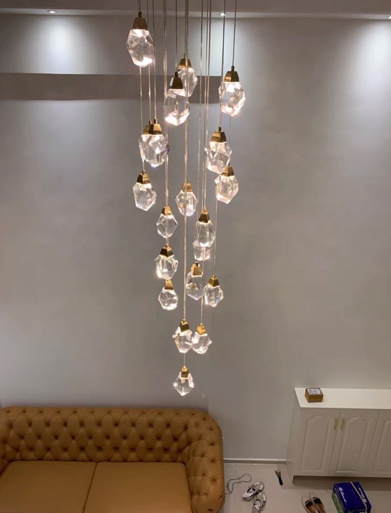 Ylk Long Diamond Crystal Chandelier