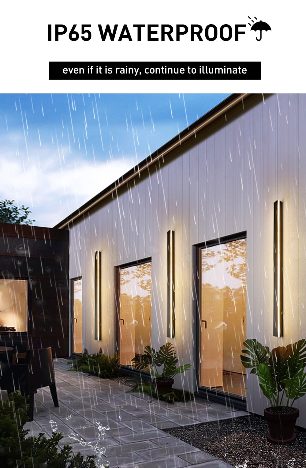 EB Proven - Outdoor Waterproof IP65 Long Wall Lamp For Garden Porch Light