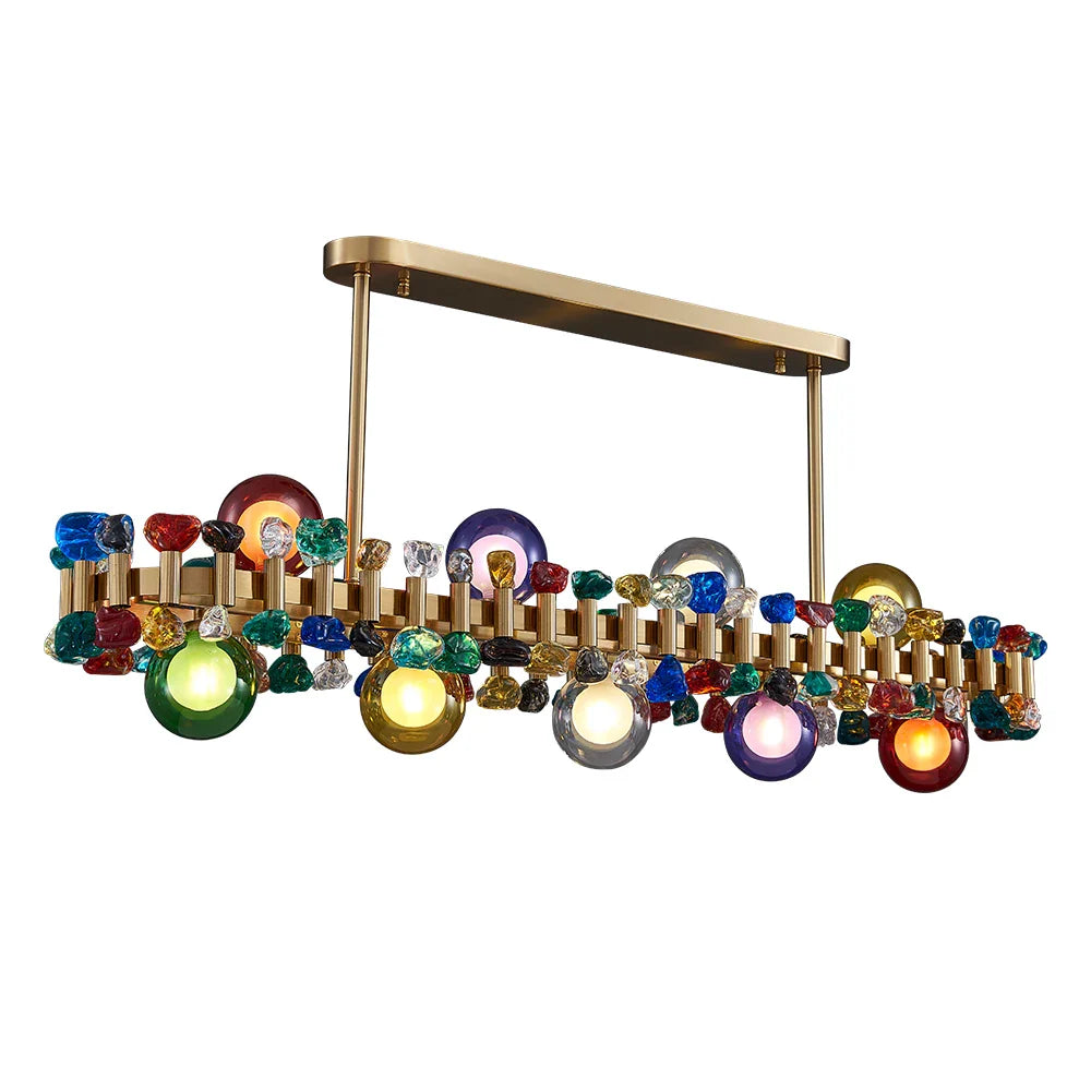 YLK Rarmaden Colorful Luxury Crystal Rectangle Chandelier