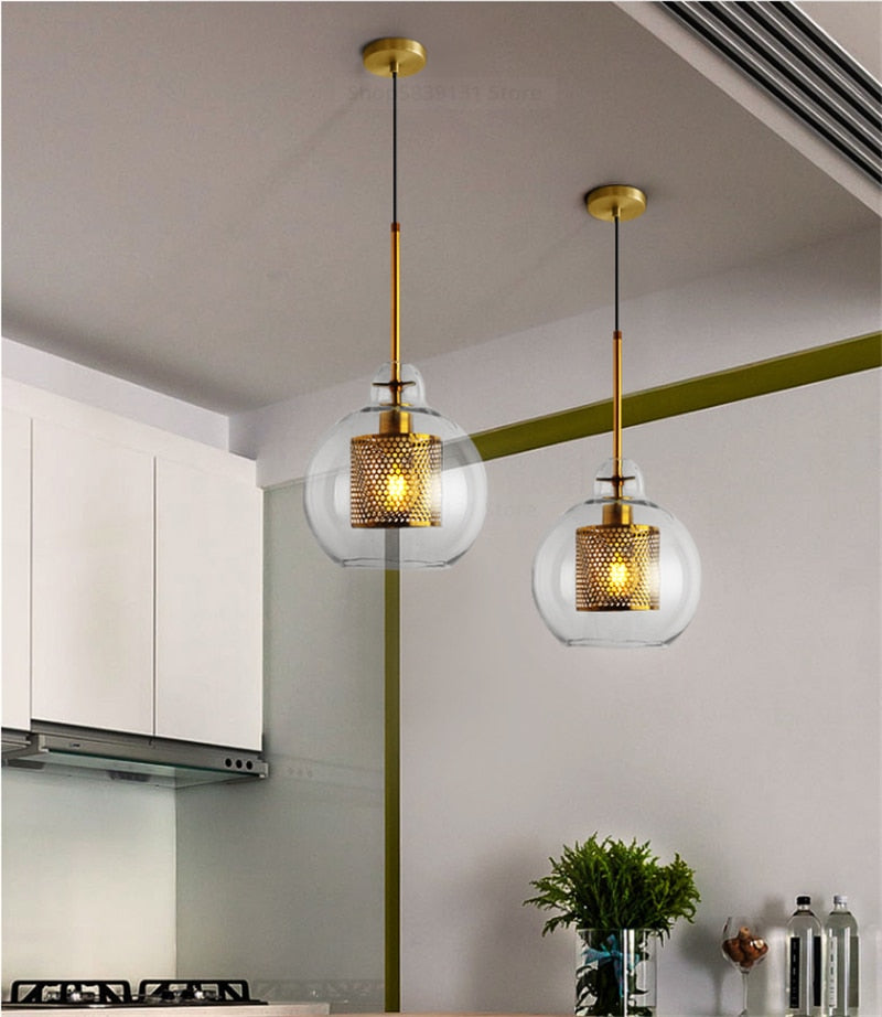 Henn - Loft lass Ball Kitchen Hanging Lamps