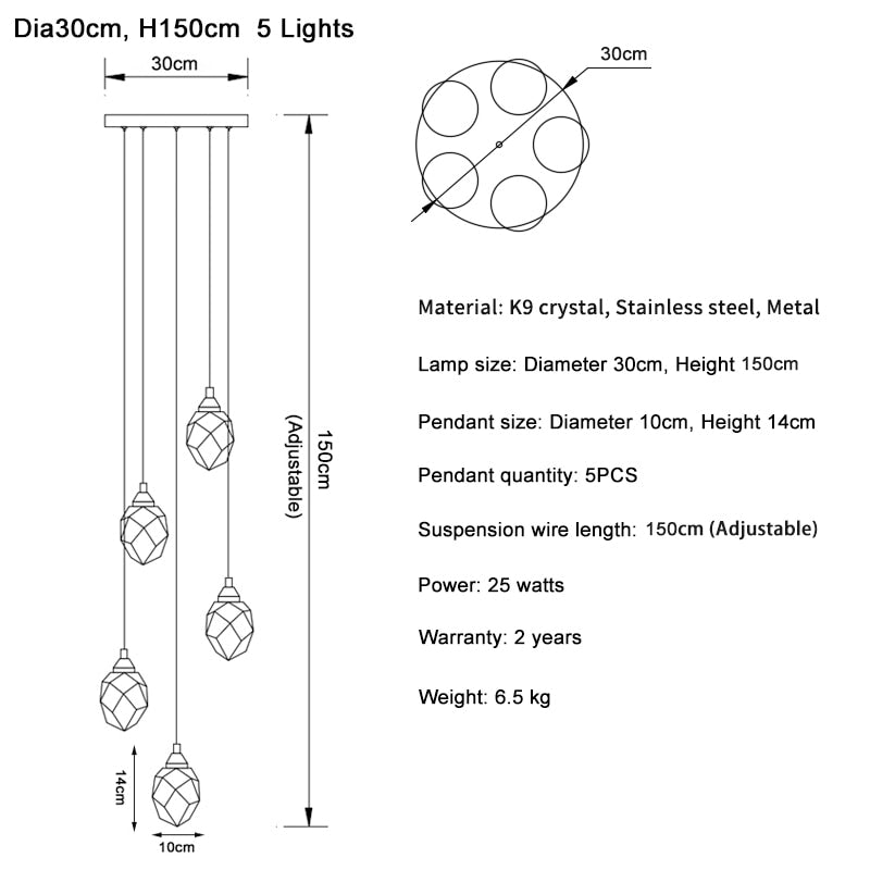 Ylk Long Diamond Crystal Chandelier