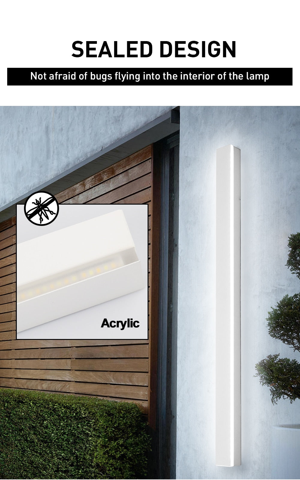 EB Proven - Outdoor Waterproof IP65 Long Wall Lamp For Garden Porch Light