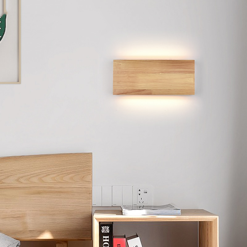 BTM Natural Square-Rec Wooden Wall Sconce