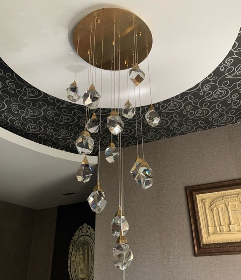 Ylk Long Diamond Crystal Chandelier