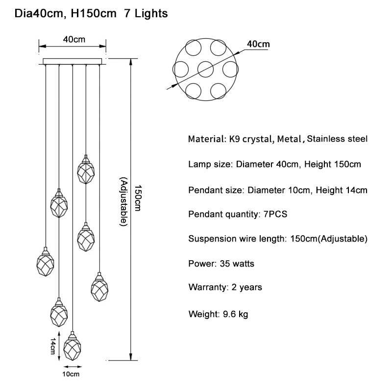 Ylk Long Diamond Crystal Chandelier
