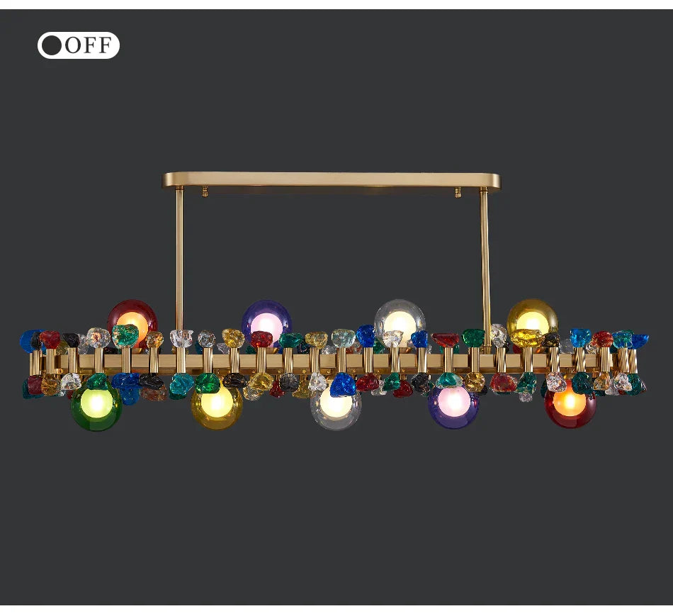 YLK Rarmaden Colorful Luxury Crystal Rectangle Chandelier