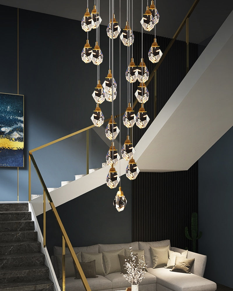 Ylk Long Diamond Crystal Chandelier