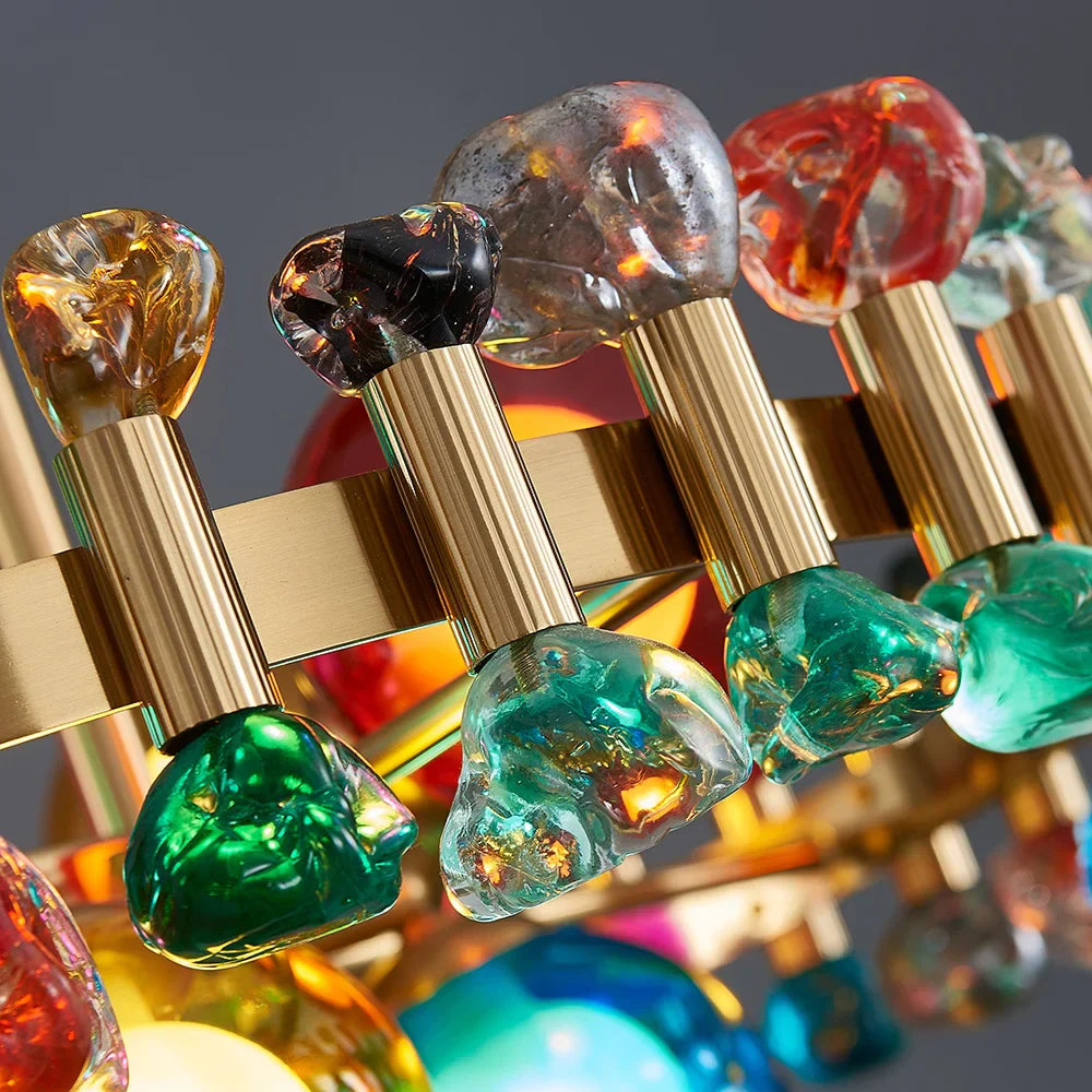 YLK Rarmaden Colorful Luxury Crystal Rectangle Chandelier