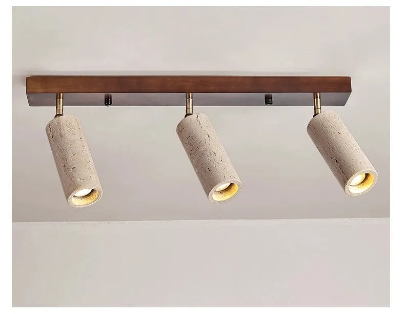 GYS Stone/Wood LED Spotlight 3 Heads Surface Mounted Ceiling Lamp