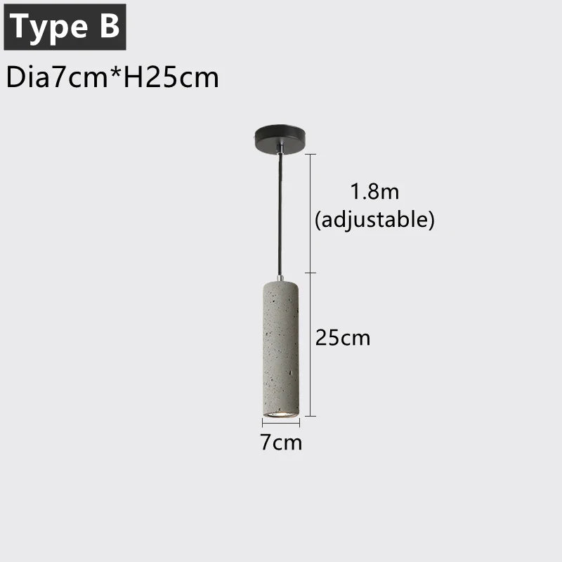 Nordic Cement Industrial Pendant Lamp Modern Cylindrical Design Hang Lamp