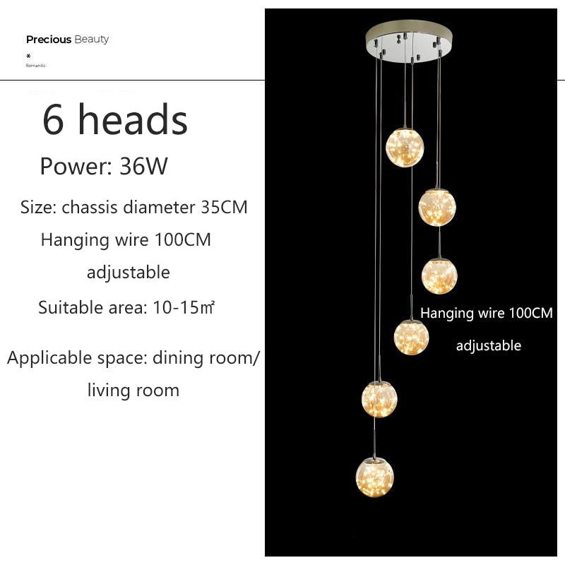 Yotal Modern Glass Ball Chandelier