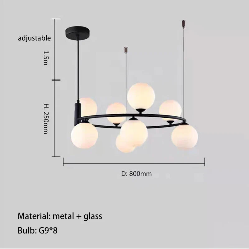 Ring Design Glass Ball Chandelier