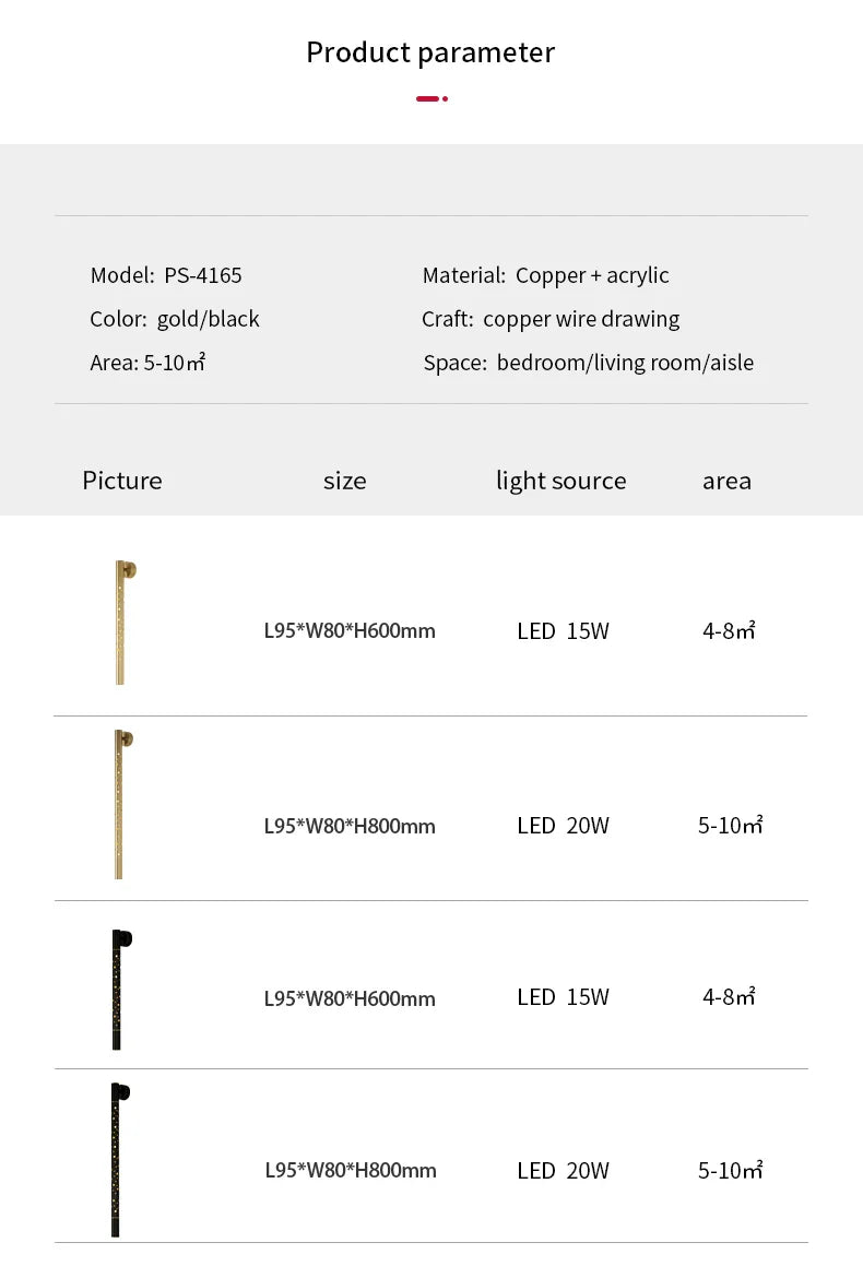 Postmodern Nordic Copper Bedside Sconce