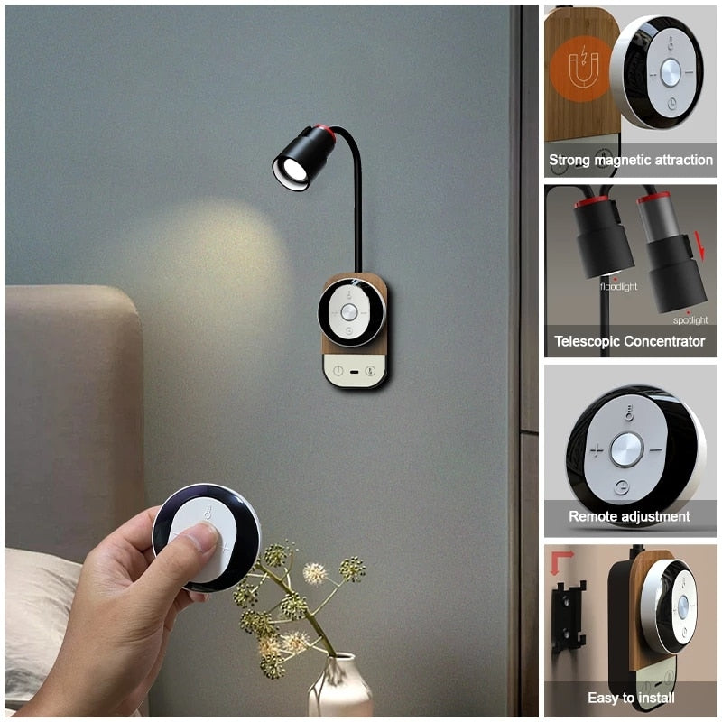 LED Rechargeable Remote Control Light Eye Protection Magnetic Suction