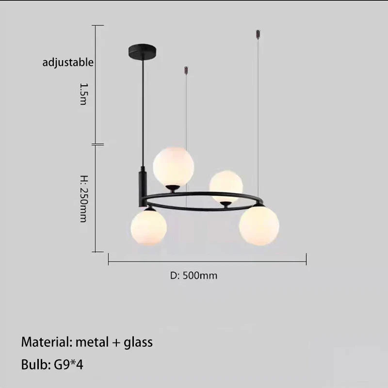 Ring Design Glass Ball Chandelier