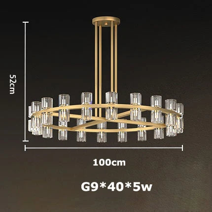 Akolia Classic Luxury LED Crystal Black Gold Hanging Lamps Pendant Lights