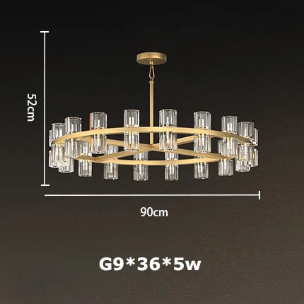 Akolia Classic Luxury LED Crystal Black Gold Hanging Lamps Pendant Lights