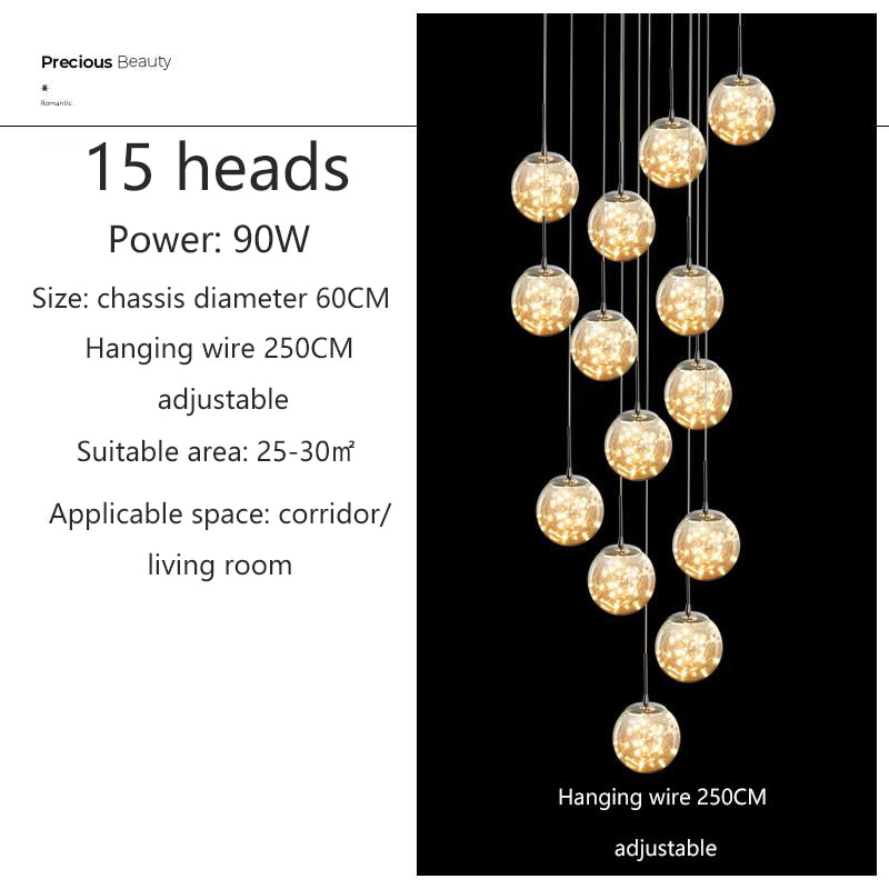 Yotal Modern Glass Ball Chandelier