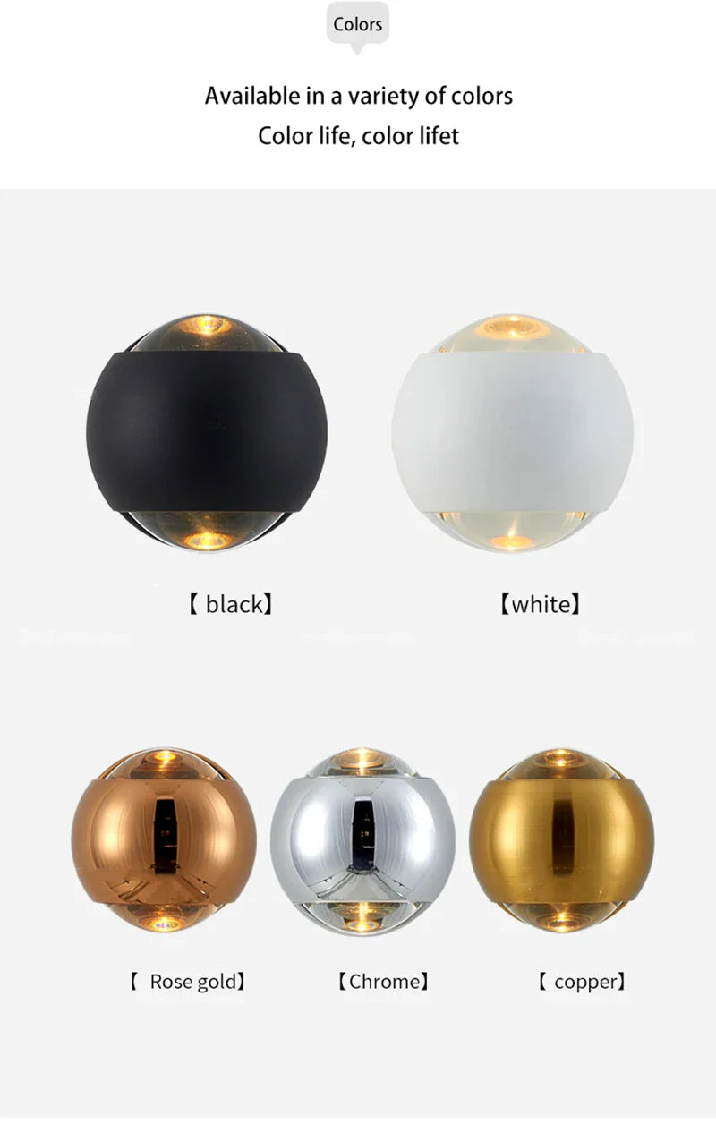 Orb Dual Designer Modern Art Aluminum Glass Decoration Wall Lamp