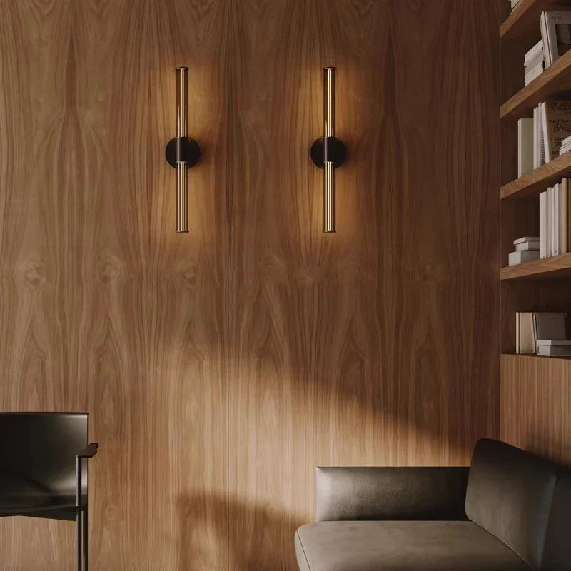 Full Copper + Glass Minimalist Wall Lamp Long Strip Mirror Makeup Light