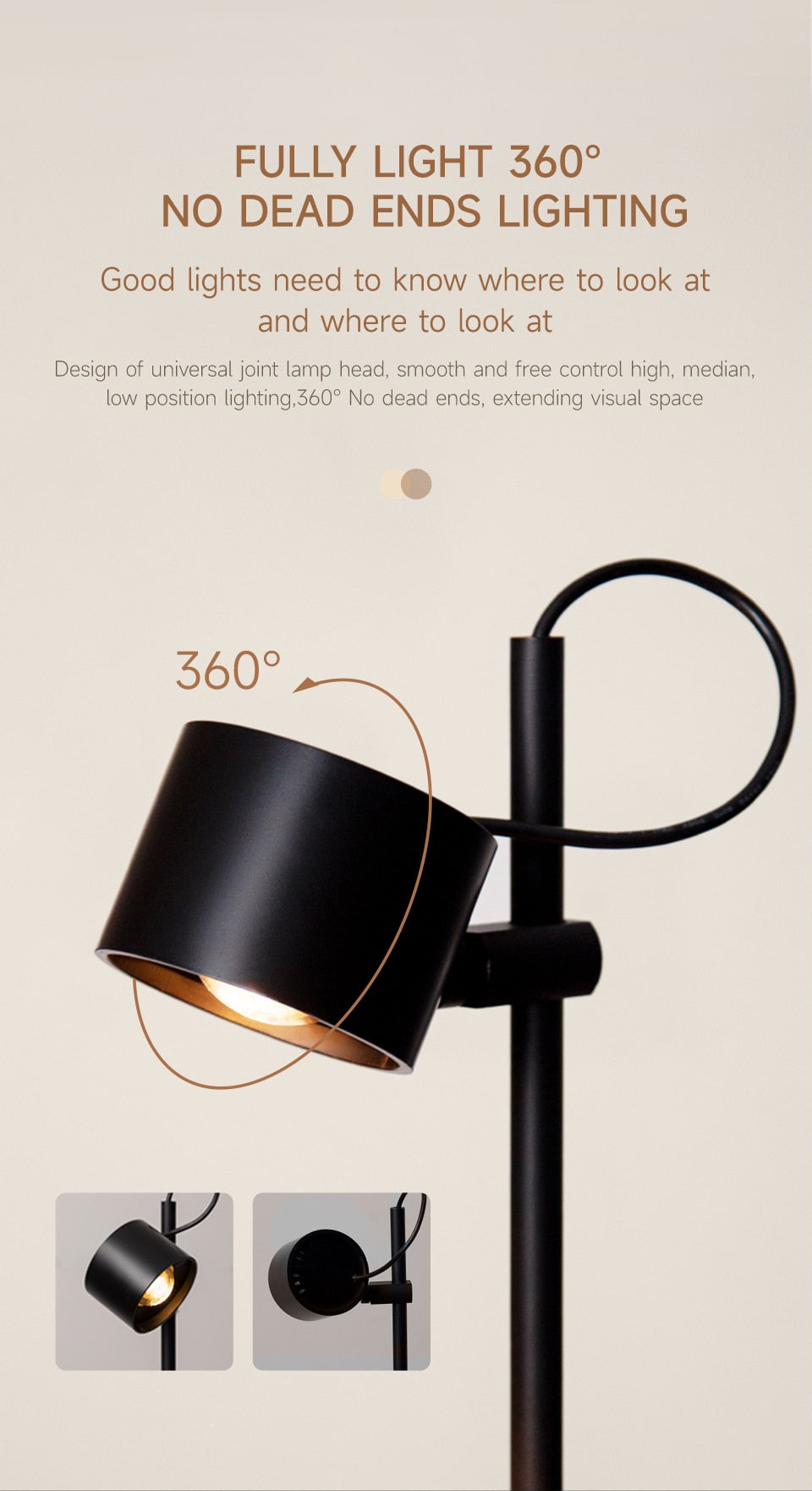 AiS Voorime - Floor Lamp Dimmable Remote Control Standing Light 360° Rotatable Ra97 Eye Protect