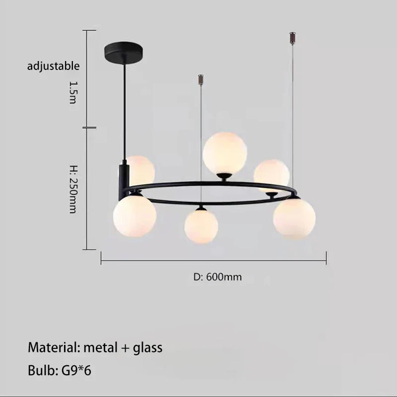 Ring Design Glass Ball Chandelier