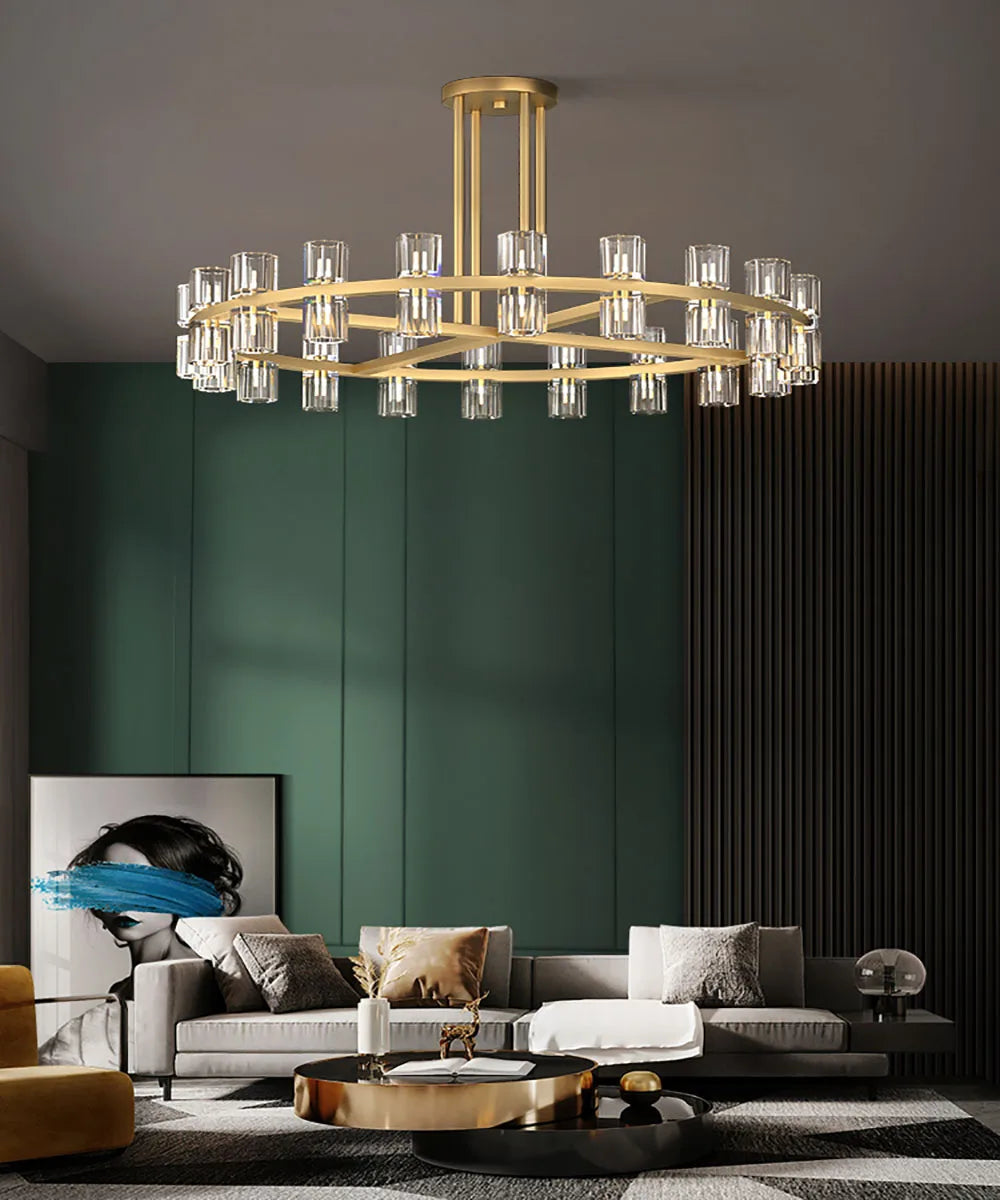 Akolia Classic Luxury LED Crystal Black Gold Hanging Lamps Pendant Lights