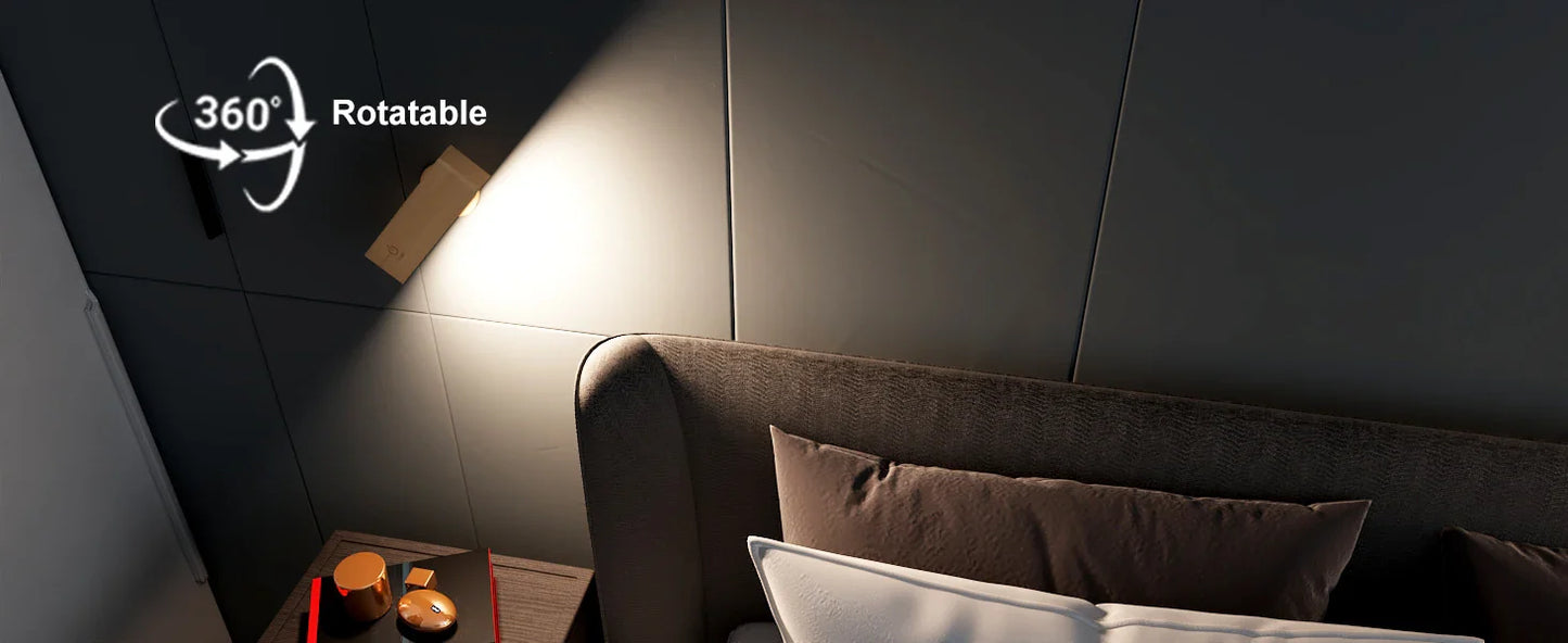 Cinde Mini Touchable Magnetic Nordic Wood With 360 Rotate Dimmable Wall Sconce