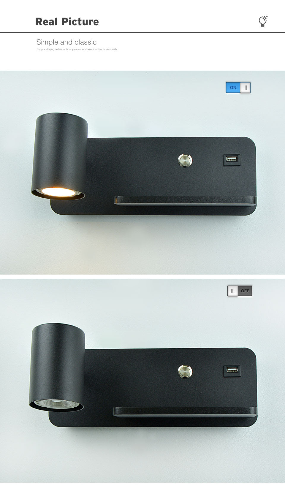 Yoe Modern USB Wireless Wall Light