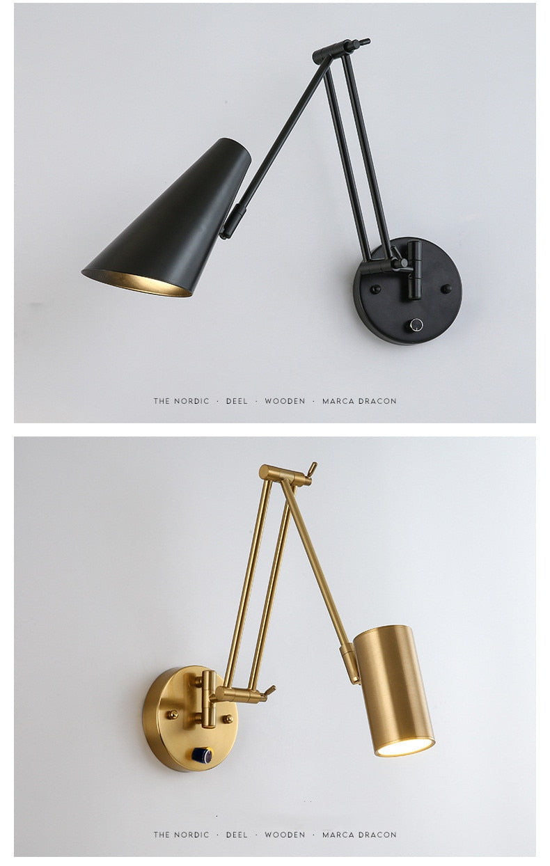 KIN Rotte - Dimmable Wall Lamp Folding Telescopic Switch