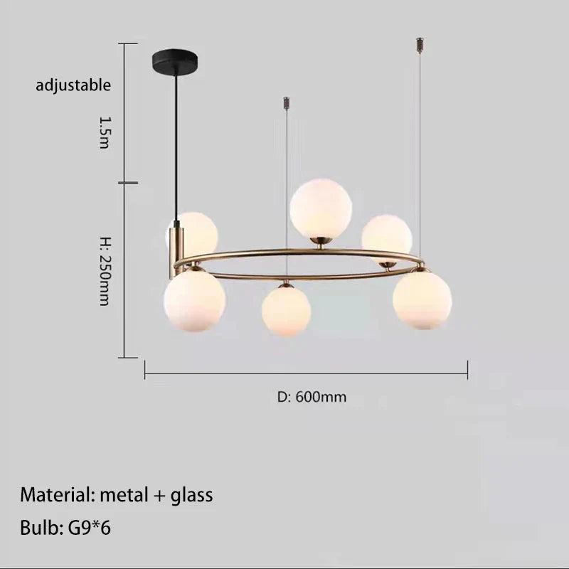 Ring Design Glass Ball Chandelier