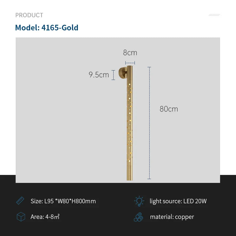 Postmodern Nordic Copper Bedside Sconce