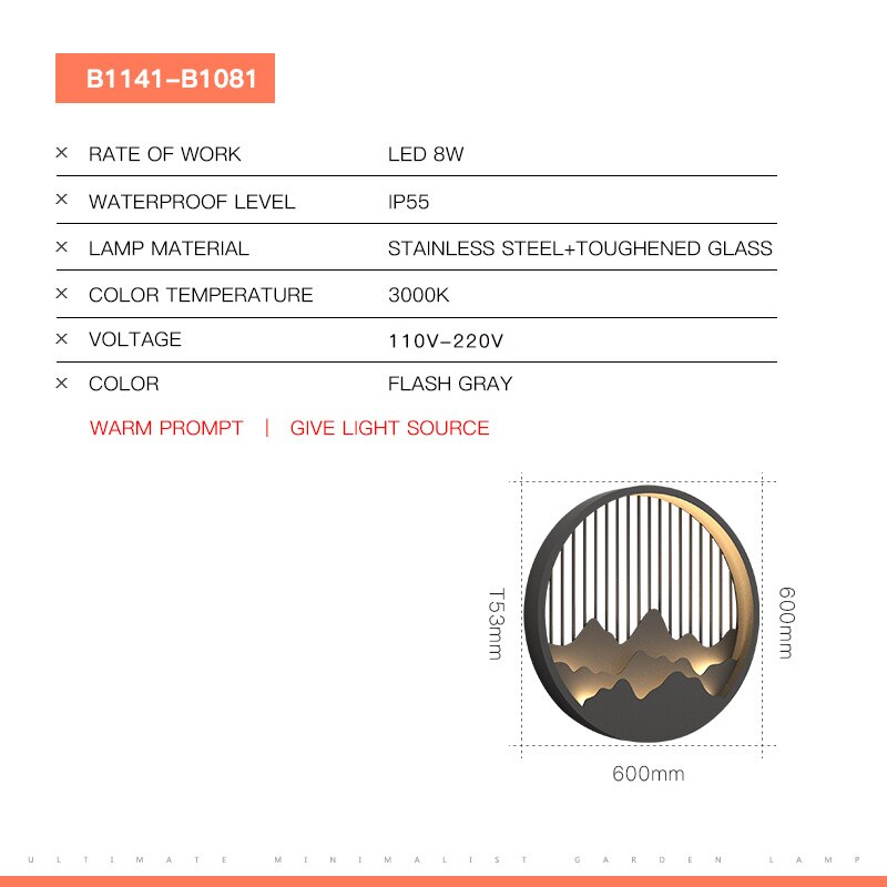 Vz Mountain Rounded Waterproof Wall Lamp