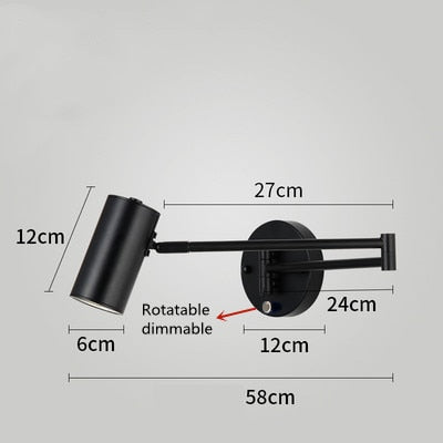 KIN Rotte - Dimmable Wall Lamp Folding Telescopic Switch