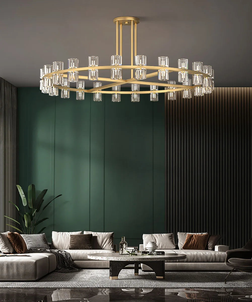 Akolia Classic Luxury LED Crystal Black Gold Hanging Lamps Pendant Lights