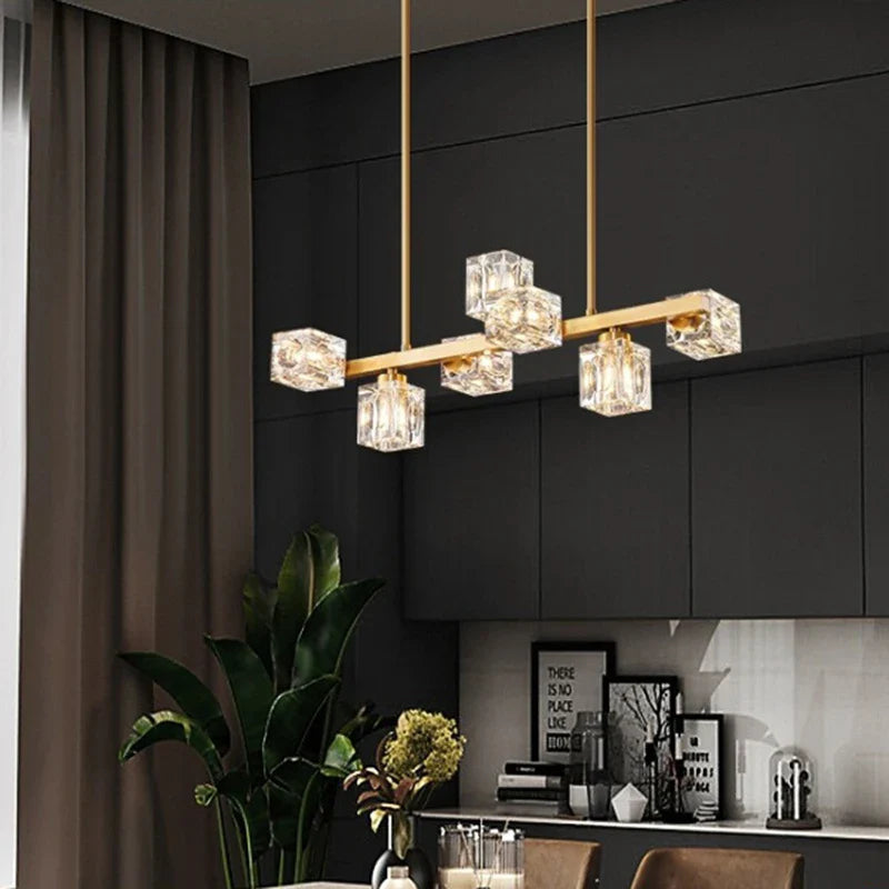 Joranai Linear luxury K9 crystal home Decoration Pendant lights