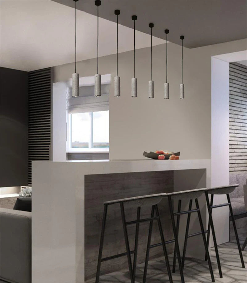 Nordic Cement Industrial Pendant Lamp Modern Cylindrical Design Hang Lamp
