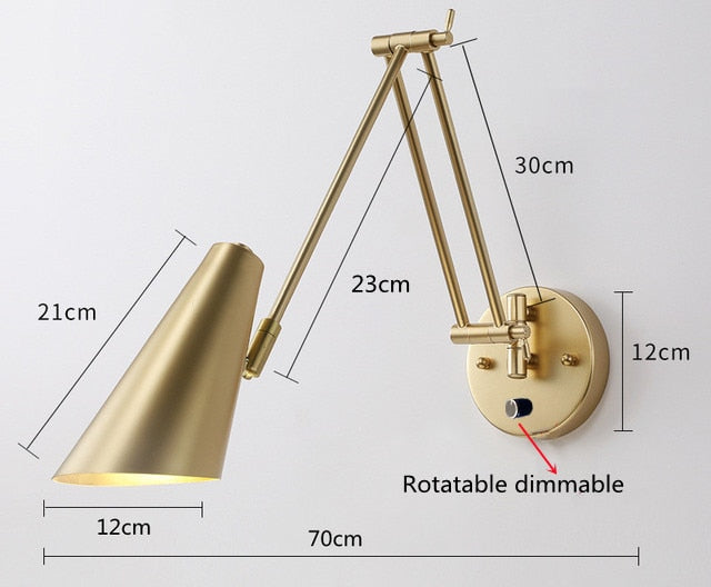 KIN Rotte - Dimmable Wall Lamp Folding Telescopic Switch