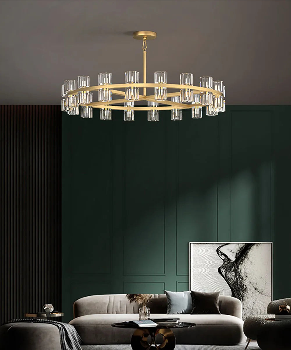 Akolia Classic Luxury LED Crystal Black Gold Hanging Lamps Pendant Lights