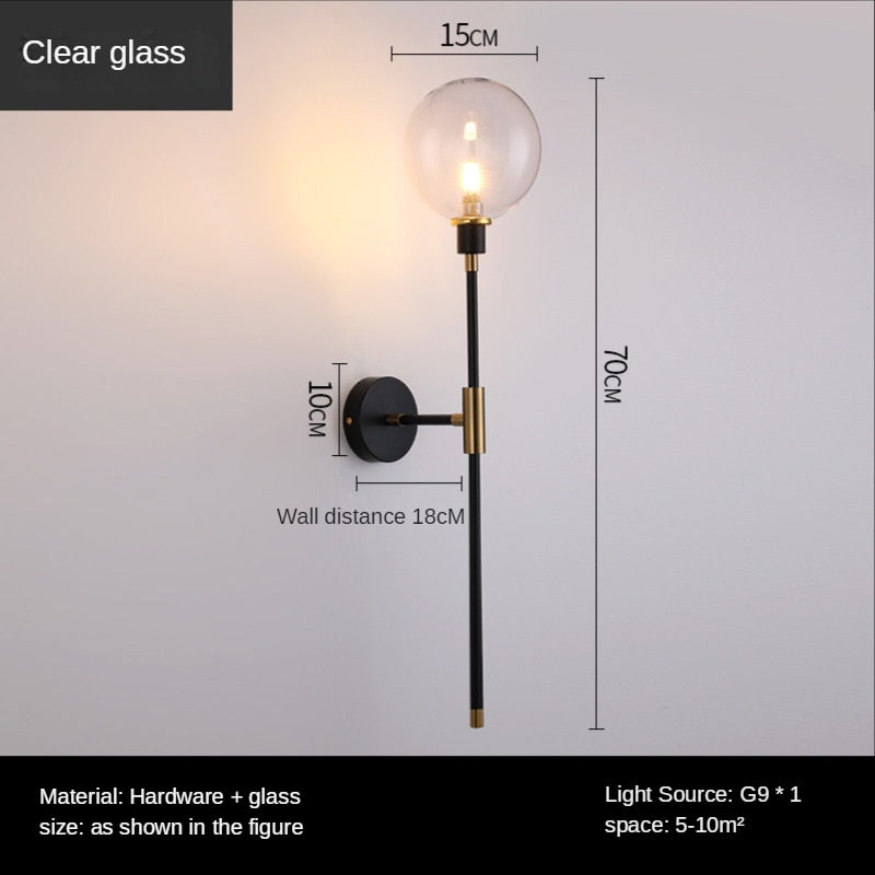 The Shadow - Modern Wall Light Glass Ball Led Nordic Aisle Corridor