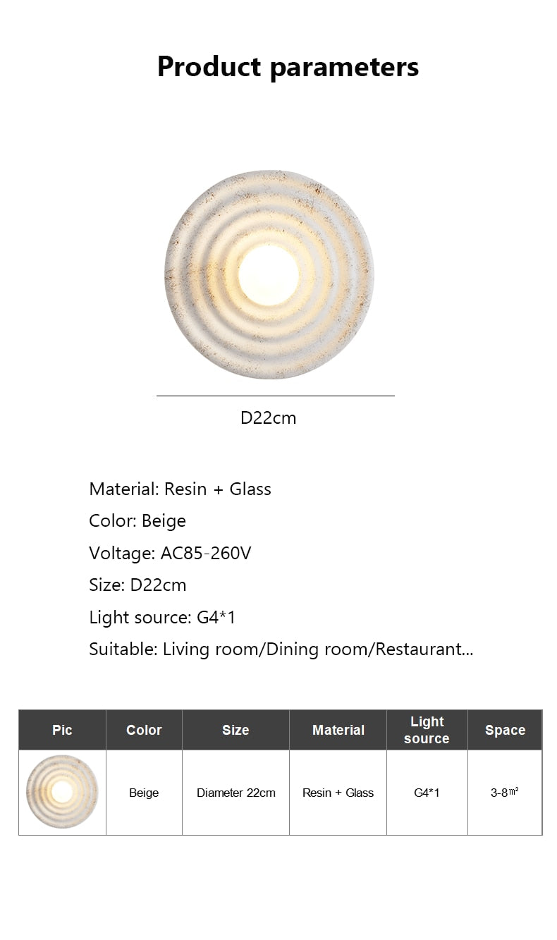 TML Wabi-sabi - Round Circle Wall Lamp Japanese Style
