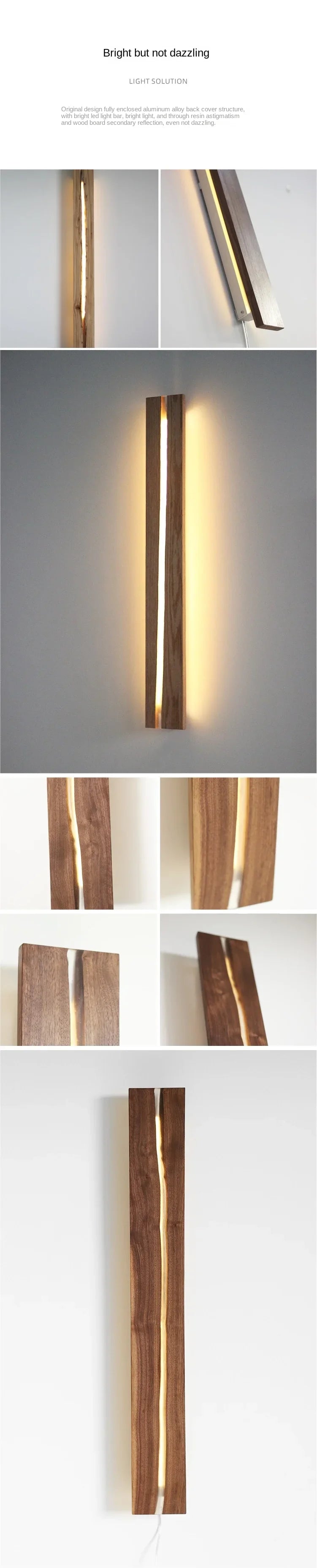Laken Long Crackle Solid Wood Vertical wabi sabi wall light